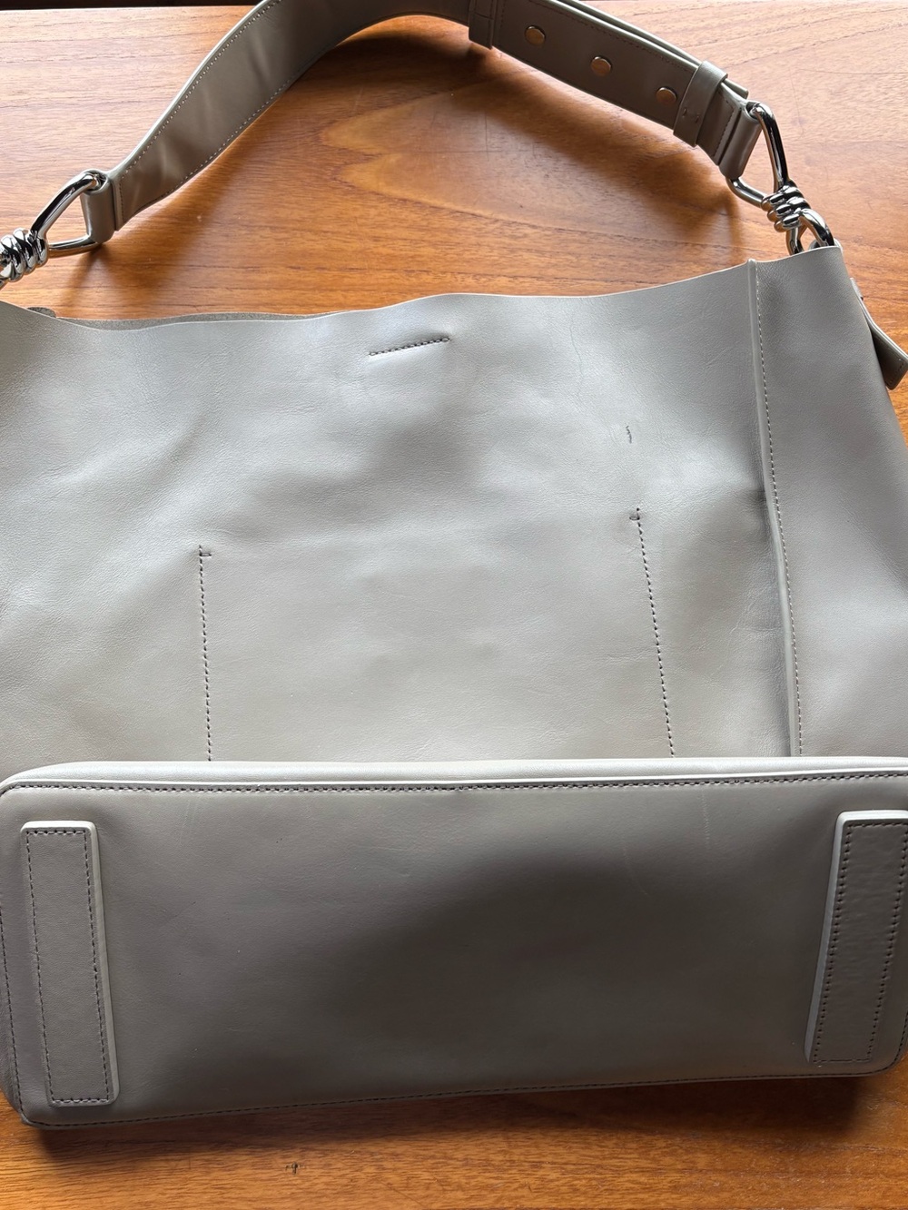 All Saints Captain North/South Pebbled Leather Tote Shoulder Bag Gray VGUC - Picture 4 of 16